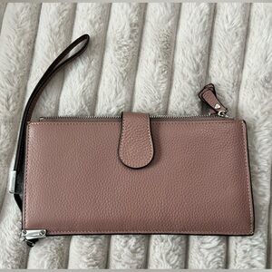 Blush Pink Leather Wristlet Wallet